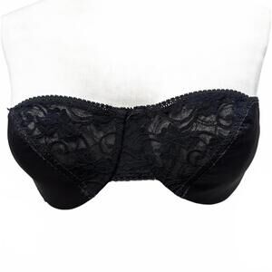 VICTORIAS SECRET VINTAGE Black Strapless Lace Bra SIZE 36C Y2K 90s GOTH FEMININE